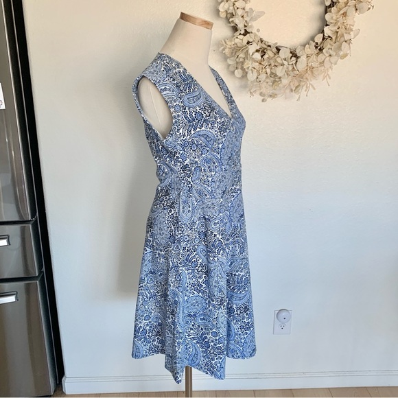 TOMMY HILFIGER V-Neck Summer Dress Blue Paisley Print - Picture 6 of 14